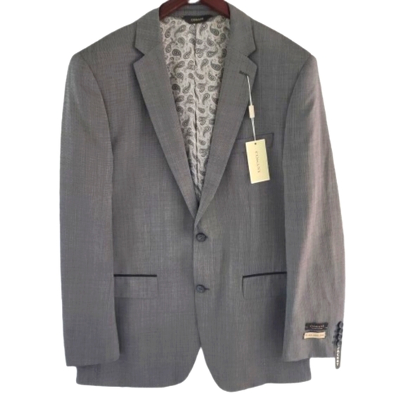 Cosani Men's 44L Black Wool Mini Herringbone Single Breasted Sports Jacket NEW - Picture 1 of 16